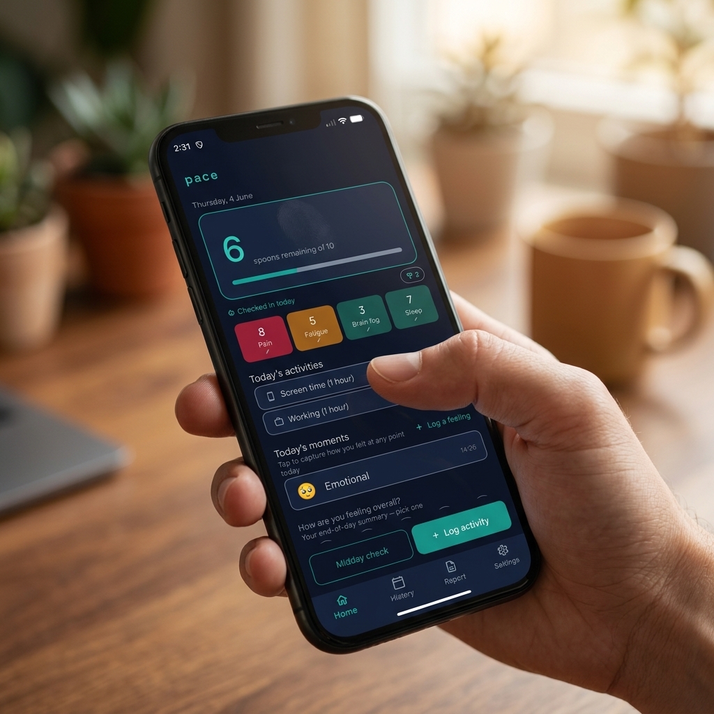 Pace App running on smartphone held by hand